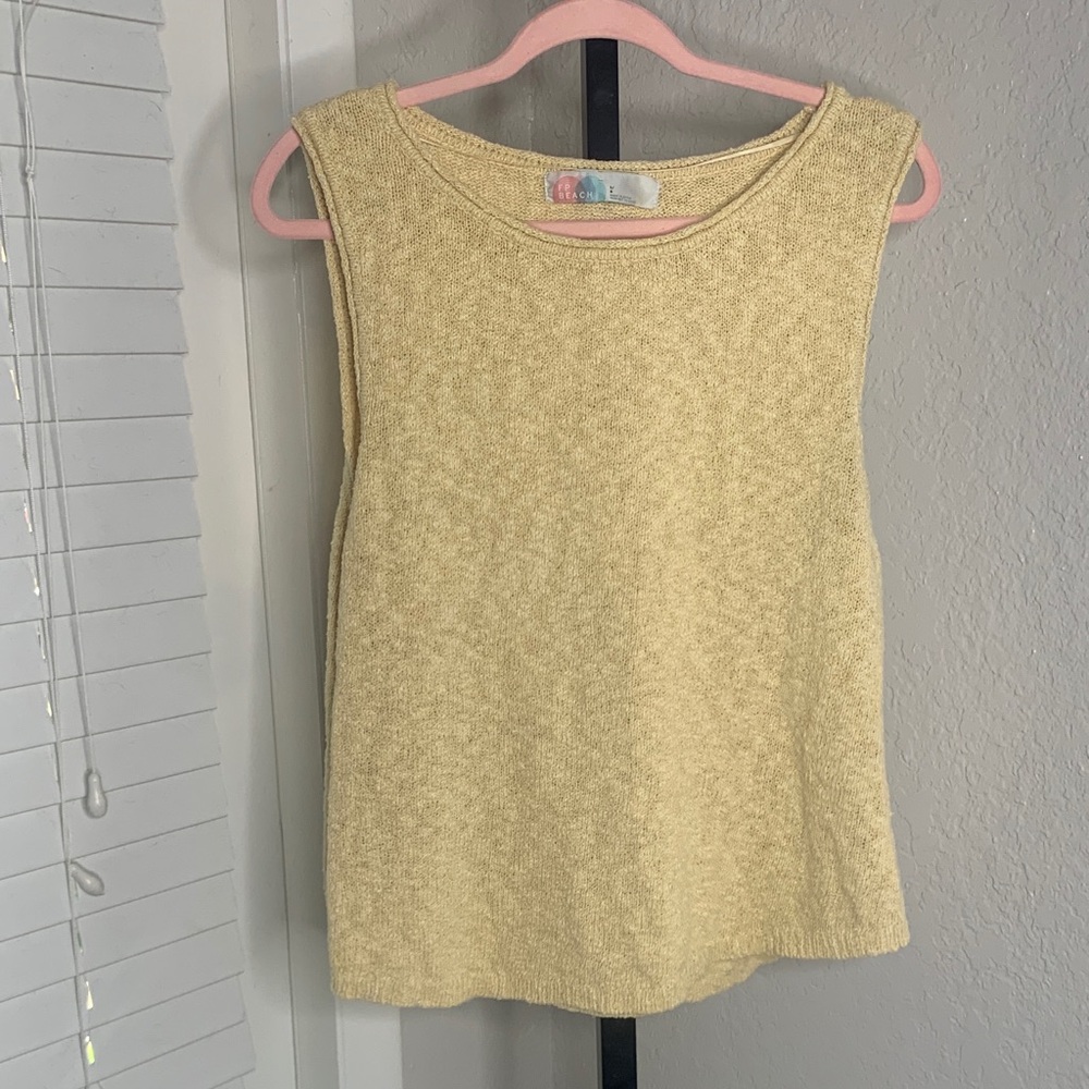 Free people beach knit sleeveless shirt large